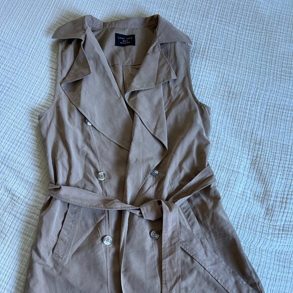 Suede Tan Sleeveless Trench Vest - Picture 1 of 2